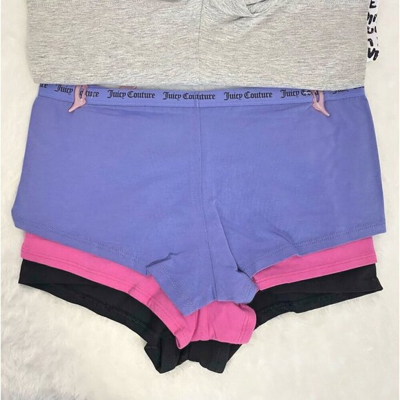 Juicy Couture Black, Gray, Pink, Purple Boy Short Hipster Panties Set NWT Size L - Picture 6 of 10
